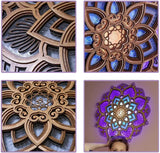 USB-Powered Mandala Atmosphere LED Night Light, Wood Carving Lotus Lamp for Stunning, Wooden Wall Art Home Decorations