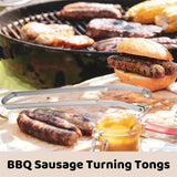 BBQ Sausage Turning Tongs, 2024 New Stainless Steel BBQ Kitchen Tongs for Cooking, Long Handle BBQ Grill Tongs, (2pcs)