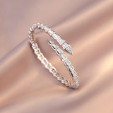 Crystal Cuff Bracelet for Women - Fashion Cubic Zirconi Silver Snake Bracelet Charm, Bangle Jewelry Gift for Anniversary Party