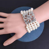 Bracelets for Women MultiLayer Pearl Bracelets for Women Pearl Jewelry Pearl Bracelet Crystal Rhinestone Bangle Bracelets