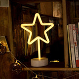 Warm White Star Shaped LED Neon Lamp with Base Battery Operated USB Powered LED Home Christmas Decoration Lights