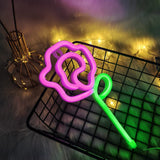 Neon Pink Rose Flower Neon sign USB/Battery Powered Night Sign LED Wall Sign Wall Art For Night Lamps Light Up Signs
