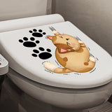 Cartoon Cat Toilet Seat Lid Sticker 3D Cute Cat Waterproof Toliet Lid PVC Sticker DIY Removable Cat's paw Toilets Stickers