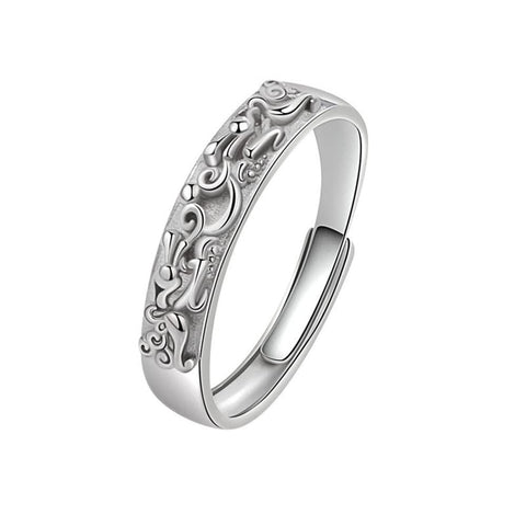 Mantra Protection Wealth Rings Brave Troops Statement Amulet Lucky Buddhist Open Silver Plated Jewelry for Women