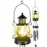 Solar Wind Chimes for Outdoor, Iron Hollow Wind Chimes Garden Decor  Lantern Hanging Solar Landscape Lights Wind Bells