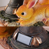 Garden Statues Outdoor Clearance LED Rabbit Solar Garden Statues Waterproof Solar Rabbit Ornaments Garden Light Resin