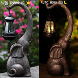 Outdoor Sculpture Figurine Statue Elephant Home Decorations Solar Garden Statues for Patio Home Yard Decor Good Luck Garden