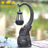 Outdoor Sculpture Figurine Statue Elephant Home Decorations Solar Garden Statues for Patio Home Yard Decor Good Luck Garden