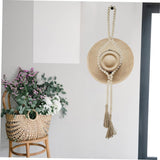 Hat Hanger Farmhouse Beads Tassel Trim Boho Decor Bathroom Wall Decor Fringe Garland Hat Organizer Wooden Prayer Bead Wooden