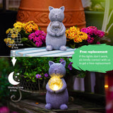 Solar Cat Statue Garden Decor - Cat Lover Gifts, with Gazing Solar LED Lights Ball Cat Decoration for Garden Yard Patio Lawn