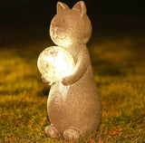 Solar Cat Statue Garden Decor - Cat Lover Gifts, with Gazing Solar LED Lights Ball Cat Decoration for Garden Yard Patio Lawn In Australia - Darrahopens