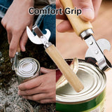 2 PCS Can Opener Vintage Can Opener Manual Can Opener Wooden Handle Bottle Opener Manual Side Cut Stainless