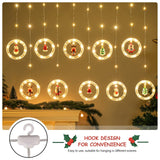 Window Lights Christmas Decor Ring Lights with Ornament LED Curtain Lights Indoor Outdoor USB White Christmas String