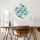 20 Pcs Wooden Fish Wall Decor, Wooden School Of Fish Beach Wall Decor, Home Wall Hangings Wooden Fish Art Hanging Wooden