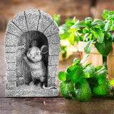 Mouse Garden Decor, Mouse Door Stone Statue, Playful Mouse Figurine, Interesting Animal Sculpture, Indoor Outdoor Statues