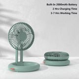 Foldable Desk Fan, USB Rechargeable Ceiling Fan, Automatic Head Shaking, Portable Mini Fan Silent Personal Cooling Table