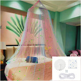Bed Canopy with Lights, Bed Canopy for Girls Princess with Luminous Stars, Canopy Bed Curtains for Twin to King Size Bed