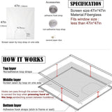 Adjustable Window Screen Replacement kit DIY with Zipper Opening, Fiberglass White 47in X 47in can be Cut fits Smaller