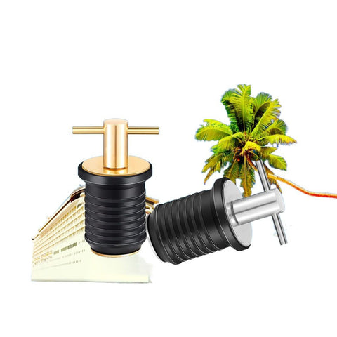 2 Pieces T-Handle Drain Plug Twist-Turn Marine Boat Drain Plugs Rubber Plugs with Brass Handle Boat Marine Accessories Brass Plated In Australia - Darrahopens