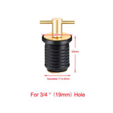 2 Pieces T-Handle Drain Plug Twist-Turn Marine Boat Drain Plugs Rubber Plugs with Brass Handle Boat Marine Accessories Brass Plated