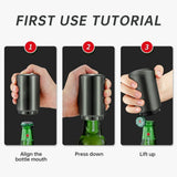 Automatic Bottle Opener Bottle Cap Opener, Down-Pop Off Beer Bottle Opener with Magnetic Cap Catcher, Cool Bartender Tools