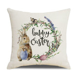 Easter Pillow Cover Set of 4 18x18 Inch Easter Bunny Rabbit and Eggs Cotton Linen Decorative Throw Pillow Case Spring Outdoor In Australia - Darrahopens