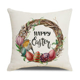 Easter Pillow Cover Set of 4 18x18 Inch Easter Bunny Rabbit and Eggs Cotton Linen Decorative Throw Pillow Case Spring Outdoor In Australia - Darrahopens
