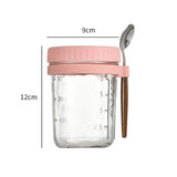 3PCS Wide Mouth Overnight Oats Glass Container Jar with Lid and Spoon, Oatmeal Mason Jar for Prepare Breakfast Salads Cereal Milk
