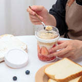 3PCS Wide Mouth Overnight Oats Glass Container Jar with Lid and Spoon, Oatmeal Mason Jar for Prepare Breakfast Salads Cereal Milk