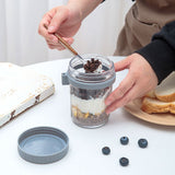 3PCS Wide Mouth Overnight Oats Glass Container Jar with Lid and Spoon, Oatmeal Mason Jar for Prepare Breakfast Salads Cereal Milk