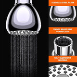 High Powerful Spray Setting Handheld Shower Head High Pressure Shower Head, 3 Inch Showerhead (Silver)