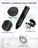 Milk Frother Handheld, Battery Powered Drink Mixer for Matcha Coffee, Electric Portable Whisk Drink Mixer Mini Foam Maker