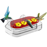 Window Hummingbird Feeder, Strong Suction Cup Hummingbird Feeder with 4 Feeding Ports, Easy to Clean and Refill Plastic