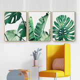 Living Room Wall art Green Leaf Simple Life Painting Bedroom Wall Decoration Plant 3 Pieces Canvas Art Painting Tropical Green In Australia - Darrahopens