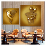 2 pcs Home Metal Wall Decor, Wall Decor Sculptures Lover Sculpture Canvas Printed Wall Art Painting Picture Bedroom Home In Australia - Darrahopens
