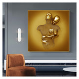 2 pcs Home Metal Wall Decor, Wall Decor Sculptures Lover Sculpture Canvas Printed Wall Art Painting Picture Bedroom Home In Australia - Darrahopens