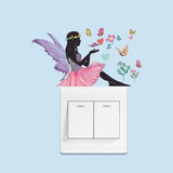 Girl Switch Stickers Beautiful Girl with Flowers & Butterflies Wall Stickers Girl Nursery Wall Decals Removable