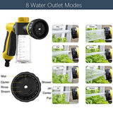Garden Hose Nozzle, High Pressure Spray Gun Nozzle, 8 Spray Patterns for Watering Plants, Lawn, Patio, Cleaning, Showering Pet