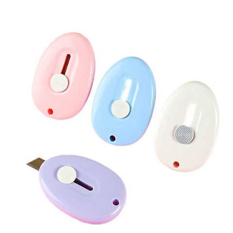 4 Pack Mini Box Cutter Retractable Utility Knife Letter Opener Envelope Slitter, Box Cutter with Key  (Blue, Pink, Purple, White)