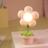 Cartoon Flower Night Light Battery Operated, Creative Bedside Lamp Adjustable Cute Flower Light Kids Bedroom Decor (Pink)