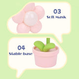 Cartoon Flower Night Light Battery Operated, Creative Bedside Lamp Adjustable Cute Flower Light Kids Bedroom Decor (Pink)