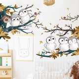 Cute Little Owls Wall Stickers, Cartoon Animal Wall Decals Removable Vinyl Peel and Stick for Kids Baby Living Room In Australia - Darrahopens