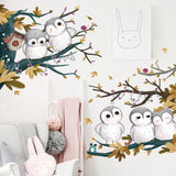 Cute Little Owls Wall Stickers, Cartoon Animal Wall Decals Removable Vinyl Peel and Stick for Kids Baby Living Room In Australia - Darrahopens