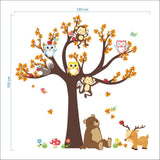 Creative Cartoon Family Owls On The Brown Tree Wall Decals Removable Wall Stickers Wall Art Decor Murals Animals Wallpaper In Australia - Darrahopens