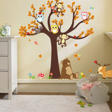 Creative Cartoon Family Owls On The Brown Tree Wall Decals Removable Wall Stickers Wall Art Decor Murals Animals Wallpaper In Australia - Darrahopens