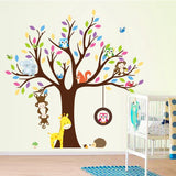 Cartoon Animal Monkey Owl Tree Wallpaper Wall Stickers for Home/Kids Room/Children Bedroom/Kindergarten Classroom Decoration In Australia - Darrahopens