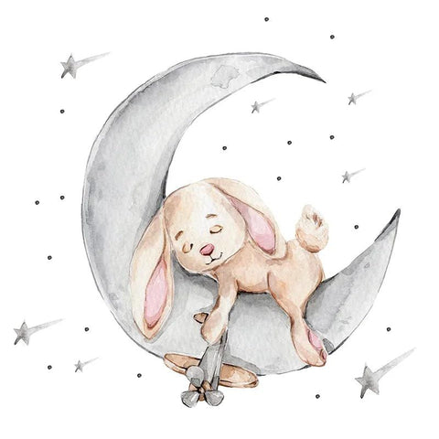 Nursery Wall Decal with Sleepy Bear for Baby Nursery Decor Cartoon Grey Ballet Rabbit with Heart Balloon Wall