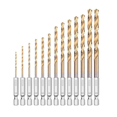Hex Shank Drill Bit Set Premium Titanium Impact Hex Drill Bits for Wood, Steel, Metal, Plastic, Quick Change Design
