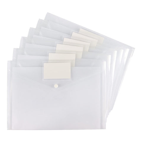 6pc  Clear Document Folders Plastic Envelopes Poly Envelopes File Envelopes with Label Pocket and Snap Button In Australia - Darrahopens