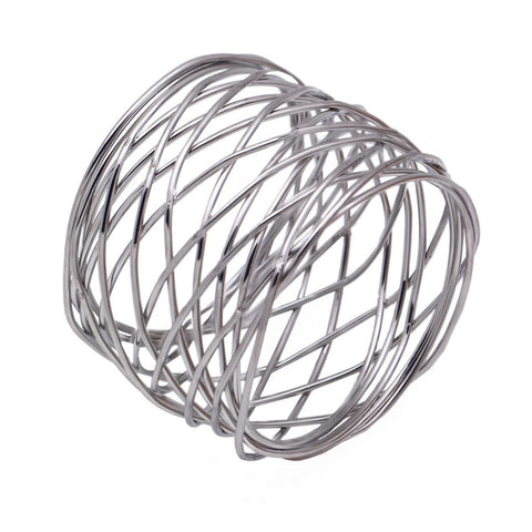 6pc Handmade Round Mesh Napkin Rings Holder for Dinning Table Parties Everyday, Set of 6 (Silver) In Australia - Darrahopens